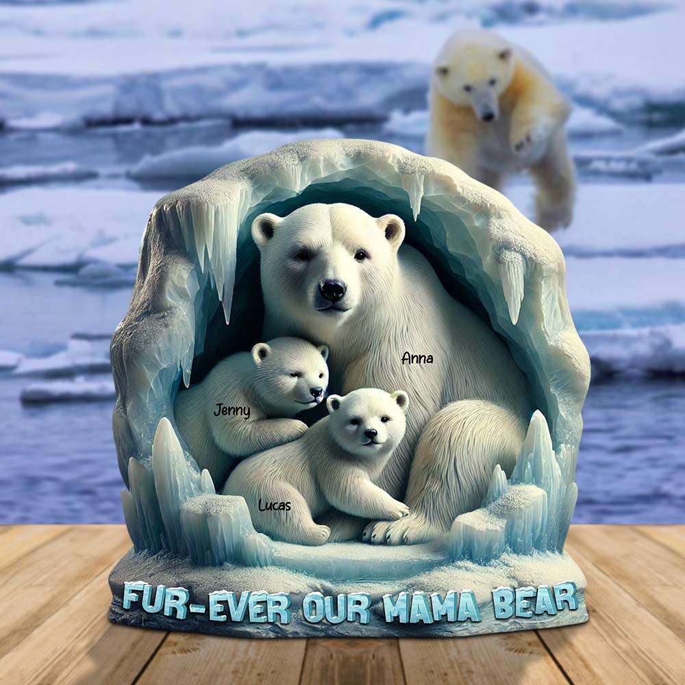 Fur-ever Our Mama Bear - Personalized Acrylic Plaque for Mom, Grandma, and Loved Ones Shaped Plaques PopCulturePrints