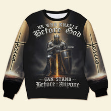 Load image into Gallery viewer, Kneeling Knight Ugly Sweater - Personalized Christian Gift for Him/Her Ugly Christmas Sweater PopCulturePrints
