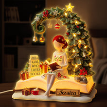 Load image into Gallery viewer, Just a Girl Who Loves Books - Book Girl Custom Shape Acrylic Christmas Light Box | Personalized Gifts for Book Lovers Light Box PopCulturePrints

