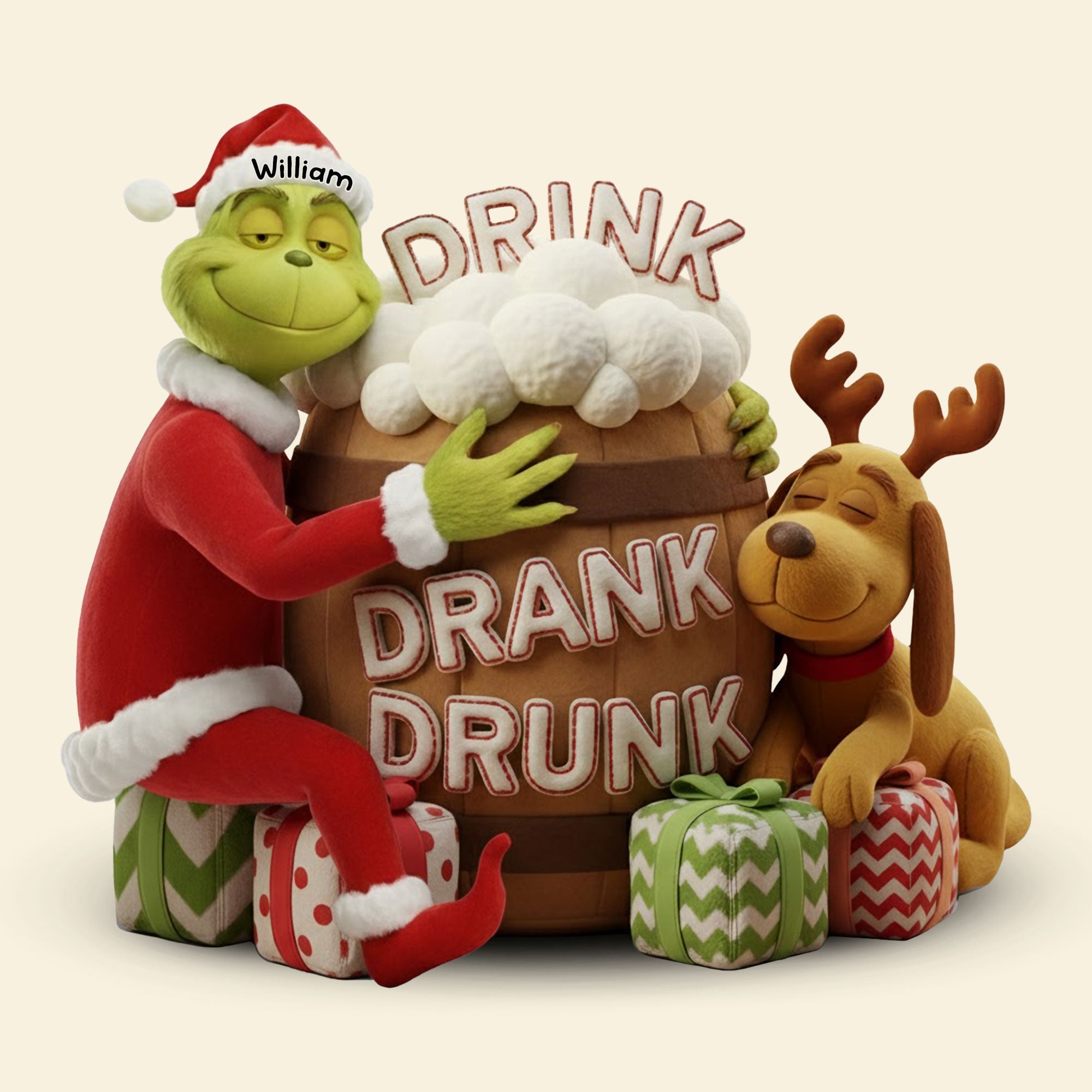 Sip, Sip, Hooray! Funny Drunk Green Monster Custom Pillow - Personalized Gifts for Christmas Pillow PopCulturePrints