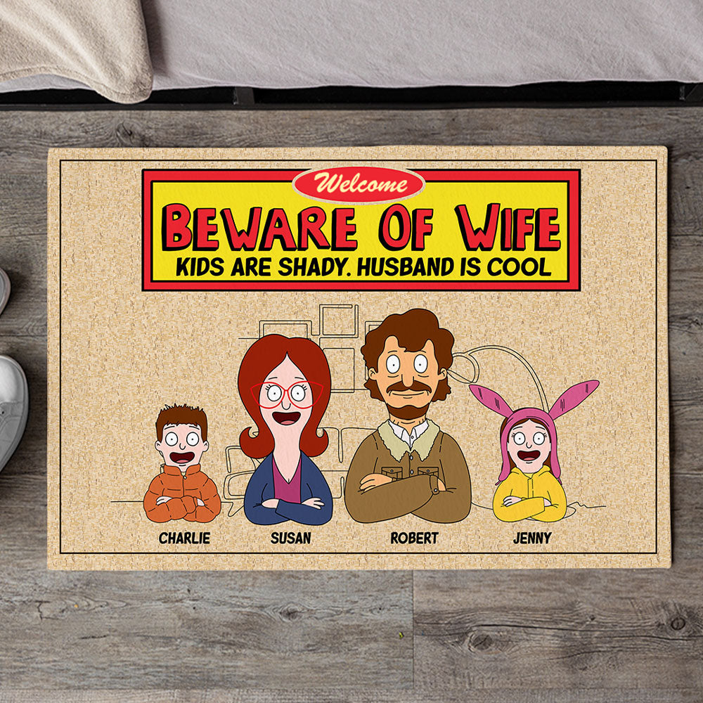 Welcome Home! 'Beware of Wife' Doormat - Personalized Gift for Family & Friends Doormat PopCulturePrints