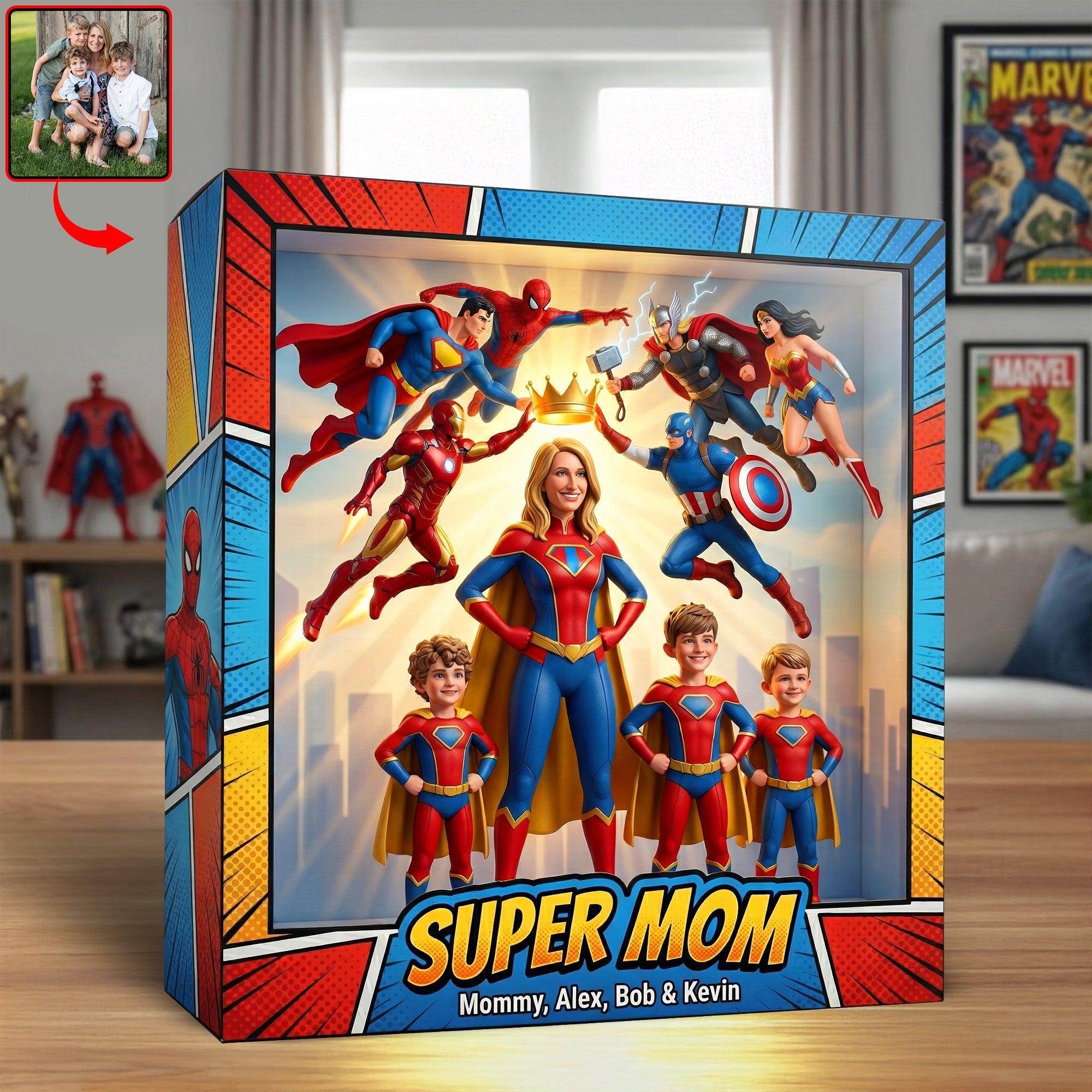 “You’re My Super Mom” - Custom Personalized Acrylic Plaque for Mom, Grandma, or Any Special Woman Shaped Plaques PopCulturePrints