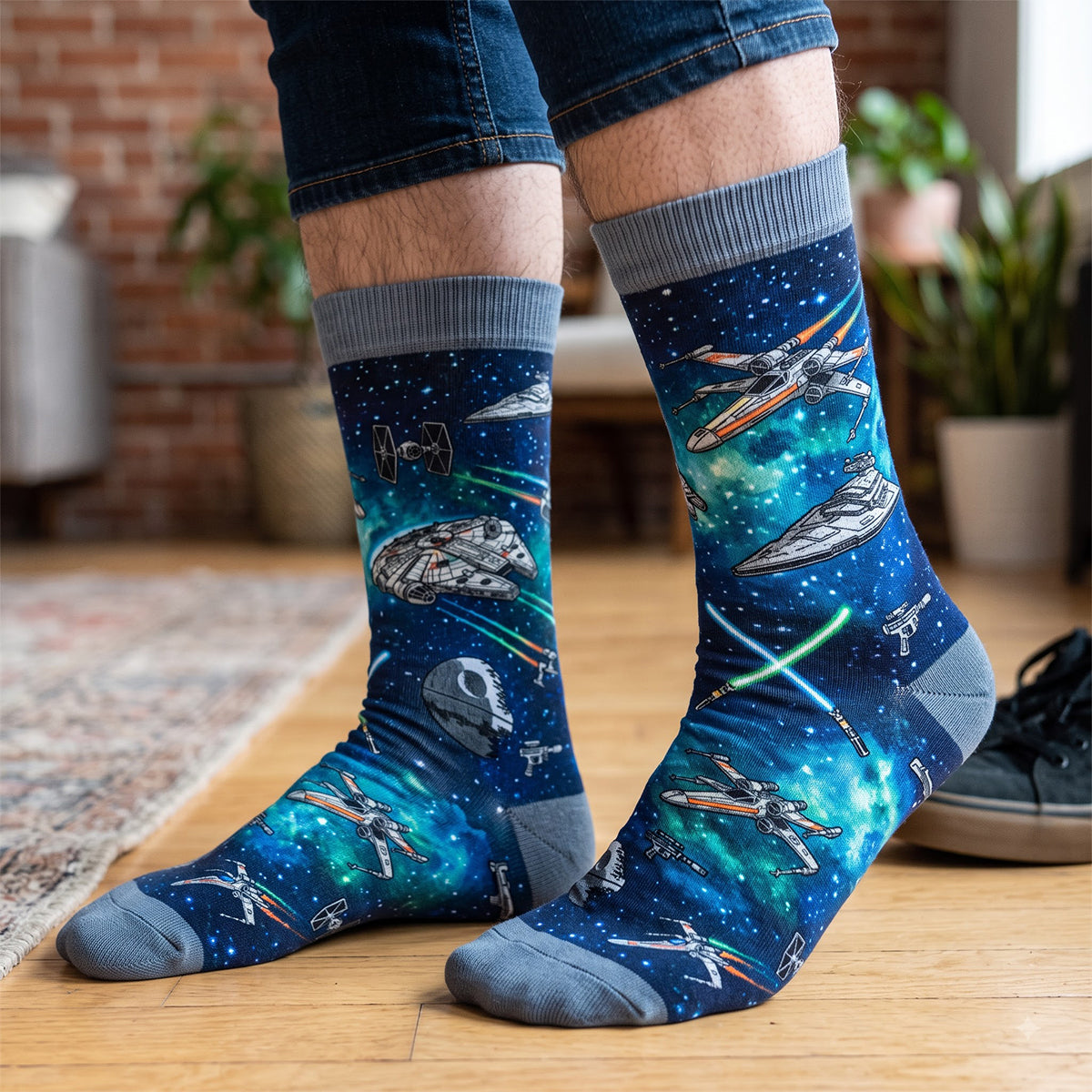 “Do Not Disturb, The Force is With Me” - Cosmic Middle Tube Socks | Personalized Gift for Star Wars Fans