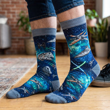 Load image into Gallery viewer, “Do Not Disturb, The Force is With Me” - Cosmic Middle Tube Socks | Personalized Gift for Star Wars Fans
