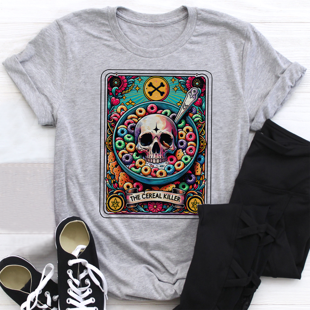 Cereal Killer Tarot Card T-Shirt - Fun Gift for Tarot Enthusiasts Shirts PopCulturePrints