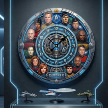 Load image into Gallery viewer, "Time for Adventure!" - Space Adventure Acrylic Wall Clock - Personalized Gift for Star Trek Fans Hanging Wall Clock PopCulturePrints
