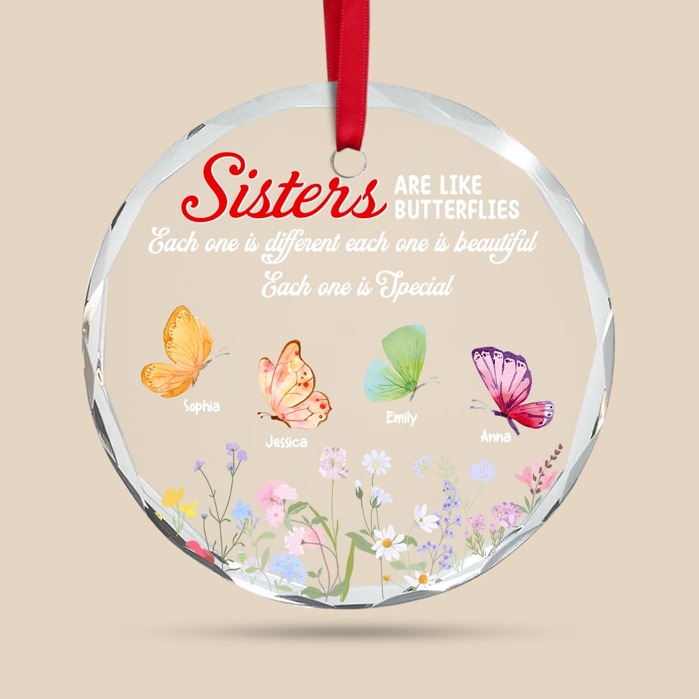 Personalized Butterfly Sister Christmas Ornament Ornament PopCulturePrints