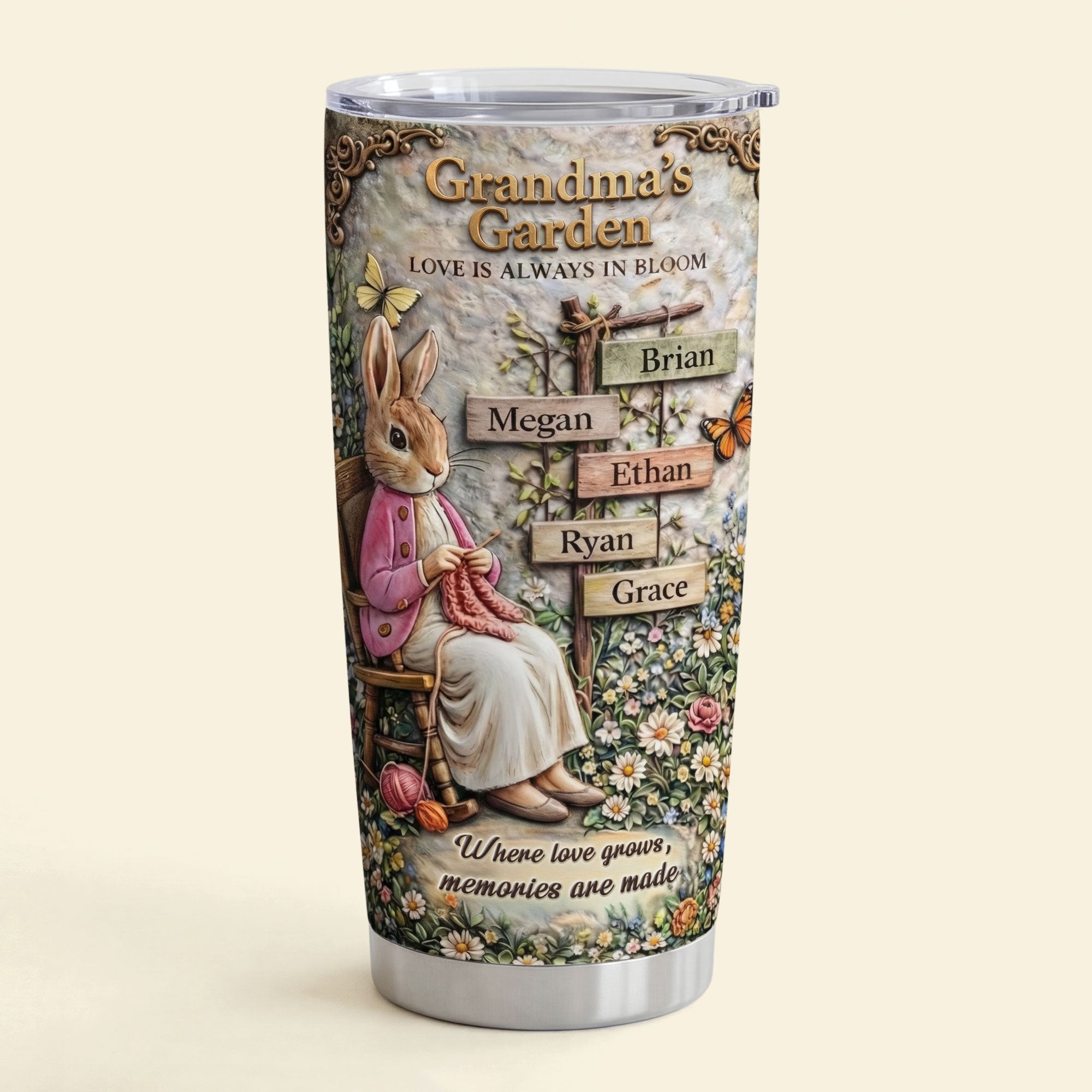 Grandma's Garden Tumbler - Personalized Gifts for Grandma and Mom Tumbler Cup PopCulturePrints