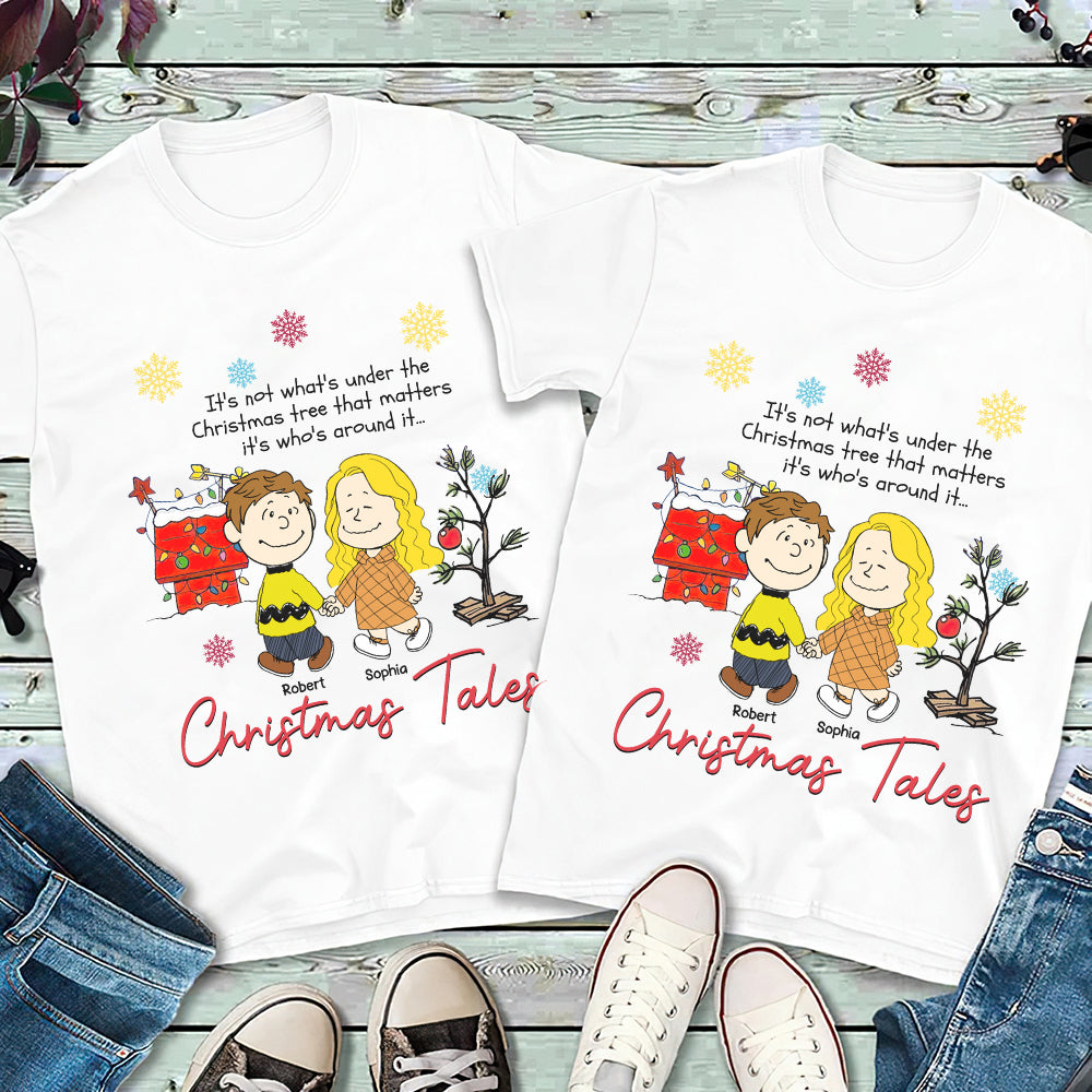 Custom Couple Christmas Hoodie - Christmas Tales Graphic