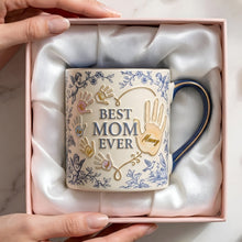 Load image into Gallery viewer, "Best Mom Ever" - Meaningful Toile De Jouy Accent Mug - Personalized Gifts for Mothers, Moms, and Grandmas Coffee Mug PopCulturePrints
