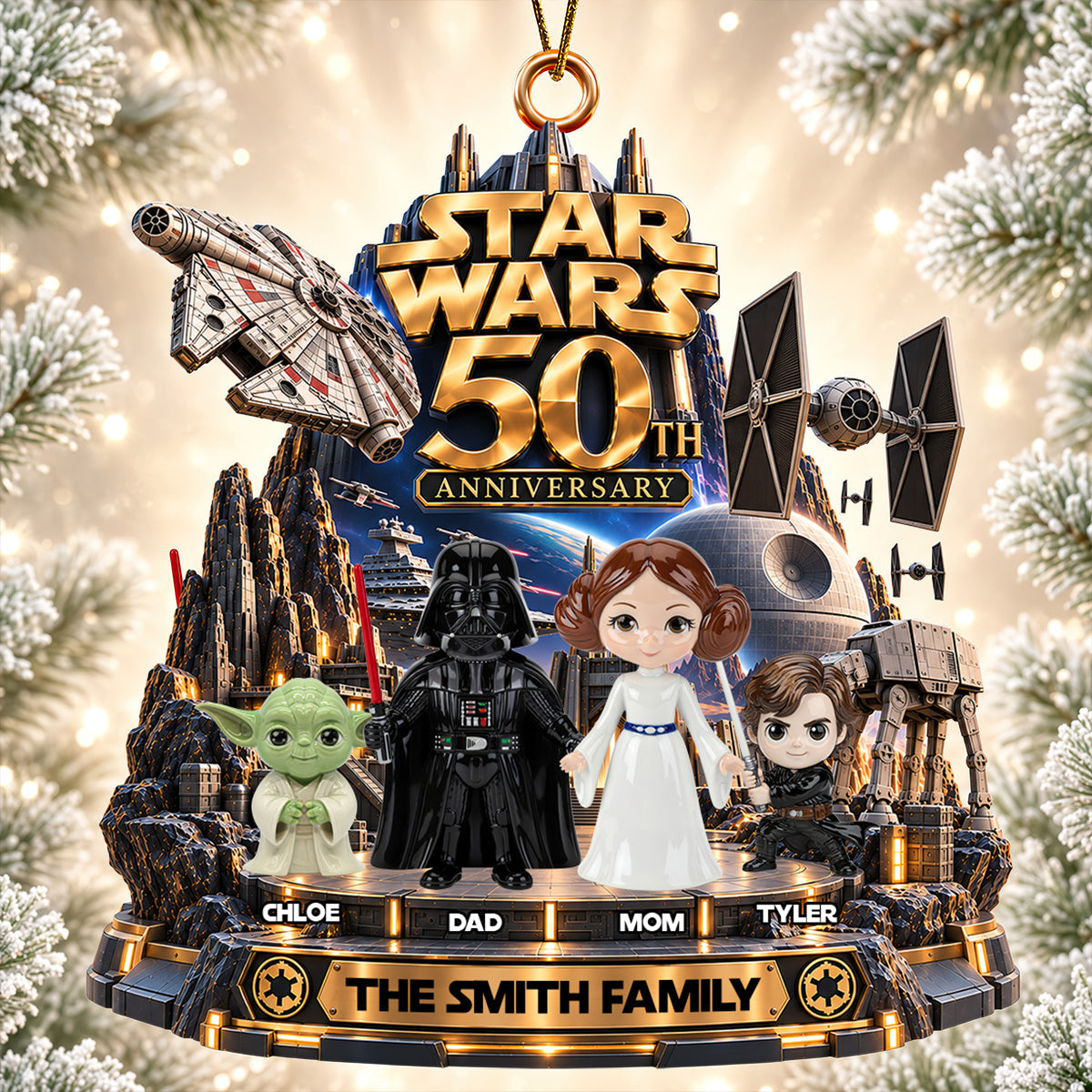 "Celebrate 50 Years of Adventure!" - Custom Personalized Ornament - Gift for Family, Anniversary, Star Wars Fans