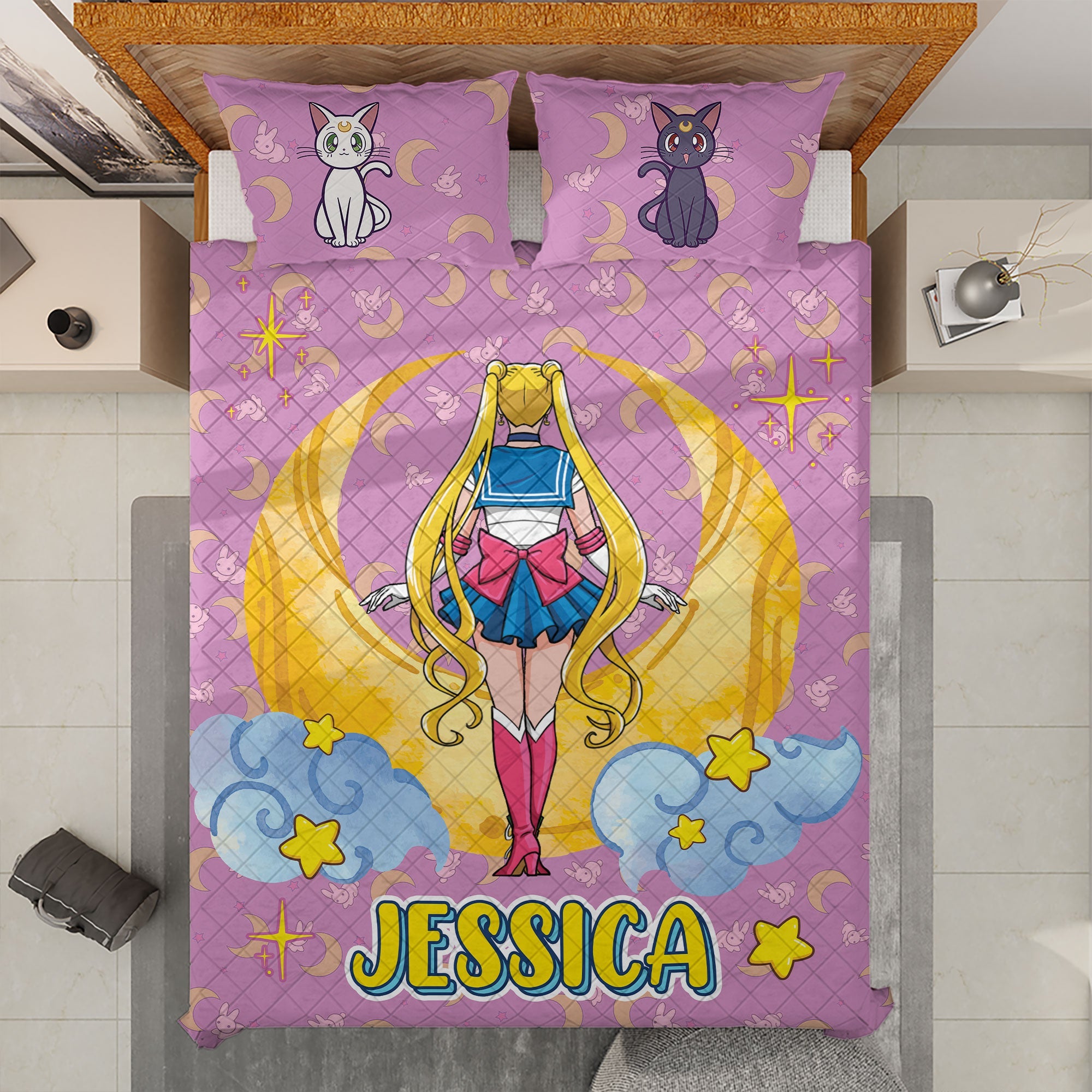 Custom Manga Lover Quilt Bed Set - Personalized Name Design Blanket PopCulturePrints