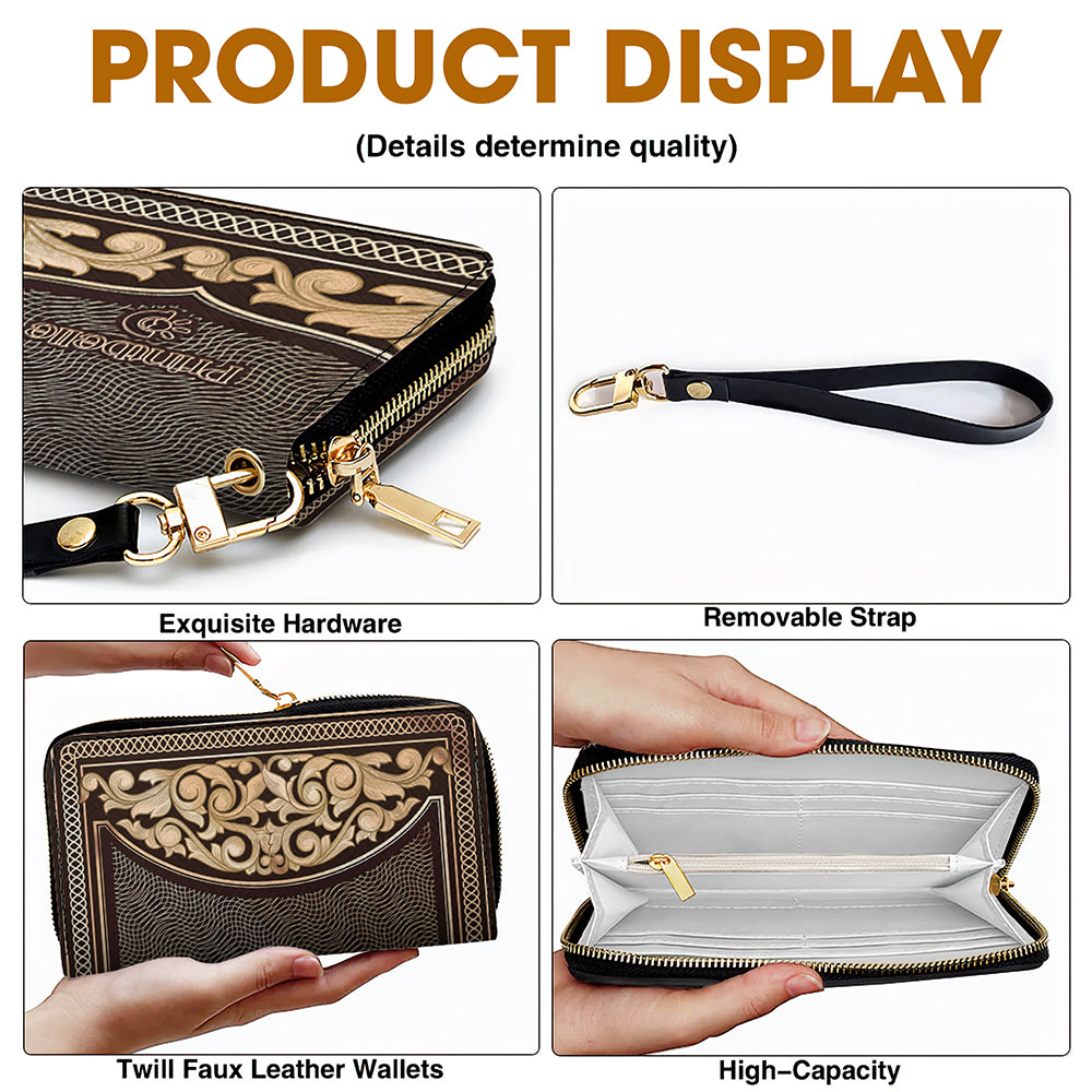 “Celebrate Family Love with Mama Goose” - Personalized Twill Faux Leather Wallet, Gift for Mom, Grandma, and Family Leather Wallet PopCulturePrints