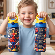 Load image into Gallery viewer, God Says Action Plaid - Personalize Your Own 12oz Colorful Tumbler for Kids
