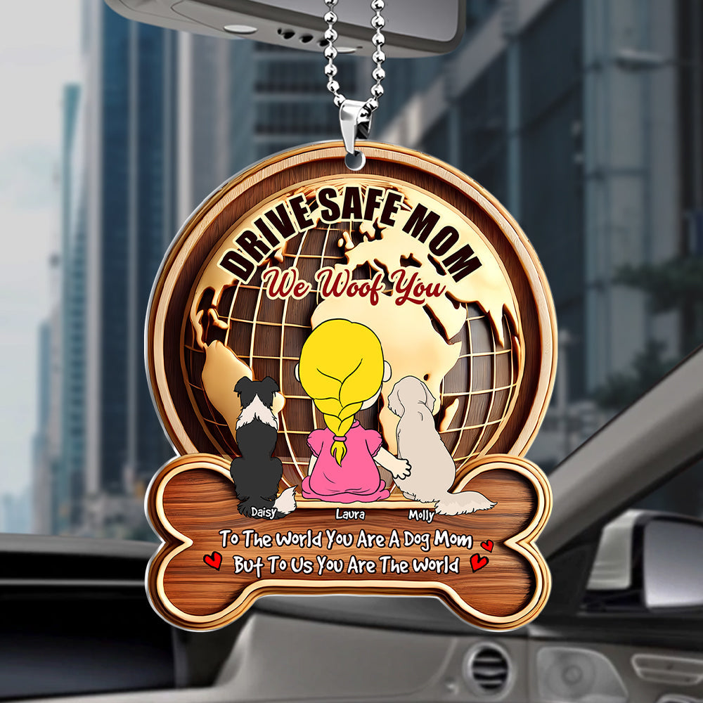 Drive Safe Mom, I Woof You - Personalized Dog Mom Car Ornament Ornament PopCulturePrints