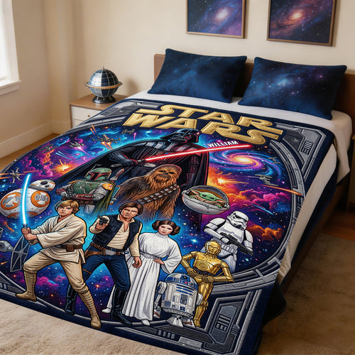 “Journey to a Galaxy Far Away” - Epic Space Warrior Blanket - Personalized Gifts for Star Wars Fans Blanket PopCulturePrints
