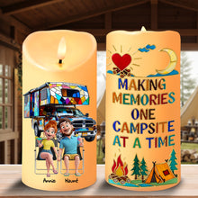 Load image into Gallery viewer, &quot;Making Memories Together&quot; - Camping Couple On Wheels LED Candle - Personalized Gifts for Couples Led Candle PopCulturePrints

