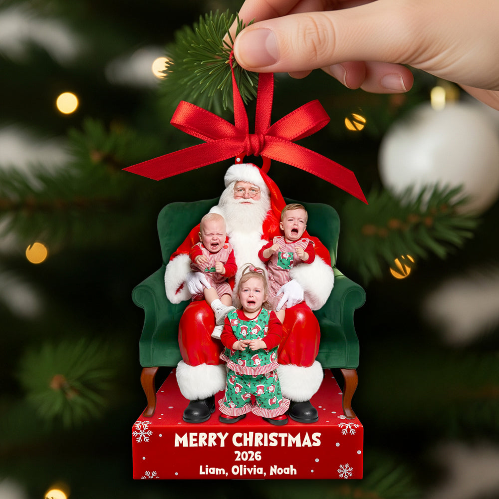 Merry Christmas with Santa – Personalized Ornament for Kids Ornament PopCulturePrints