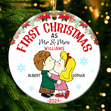 Load image into Gallery viewer, Personalized First Christmas Ornament 2024 | Cartoon Couple | Valentine&#39;s Day Gifts Ornament PopCulturePrints

