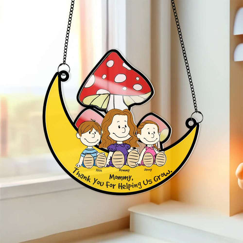 “Mommy, Thank You for Helping Us Grow!” - Personalized Suncatcher Ornament - Gift for Mom, Grandma & Family Ornament PopCulturePrints