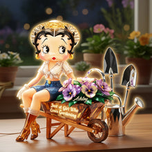 Load image into Gallery viewer, “Just A Girl Who Loves Gardening” - Retro Garden Girl Acrylic Light Box - Personalized Gift for Gardening Lovers Light Box PopCulturePrints
