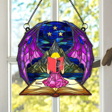 Load image into Gallery viewer, “Every Book Is A New Adventure” - Book Girl Suncatcher Ornament - Personalized Gift for Book Lovers Ornament PopCulturePrints

