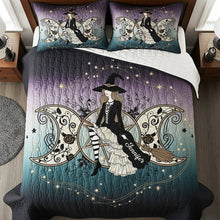 Load image into Gallery viewer, &quot;Embrace Your Magic&quot; - Mystic Witch Triple Moon Quilt Bed Set, Personalized Gift for Wiccans, Unique Custom Design Bedding Set PopCulturePrints
