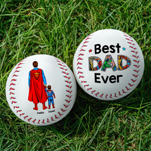 Load image into Gallery viewer, "Best Dad Ever - Super Dad Theme Baseball" - Personalized Gift for Dad, Grandpa and Every Father Baseball PopCulturePrints
