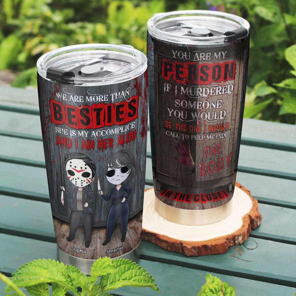 Personalized Besties Halloween Tumbler - Fun Gift for Best Friends