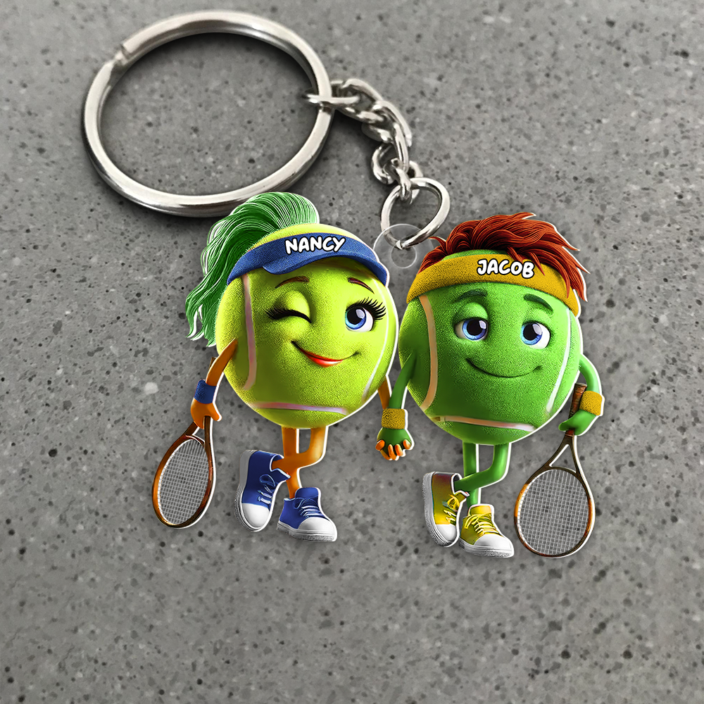 Personalized Tennis Couple Keychain - Custom Match Love Keychains PopCulturePrints