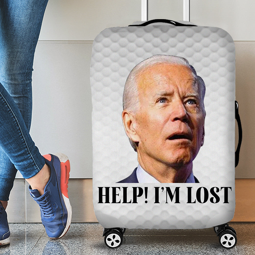 Biden 'Help! I'm Lost' Luggage Cover - Funny Travel Accessory