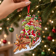 Load image into Gallery viewer, “Bring Home the Holiday Cheer” - Playful Family Sleigh Ornament, Personalized Gifts for Families Ornament PopCulturePrints
