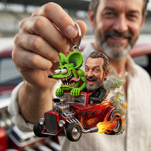 Load image into Gallery viewer, Speed Monster Keychain - Personalized Gift for Hot Rod Lovers Keychains PopCulturePrints
