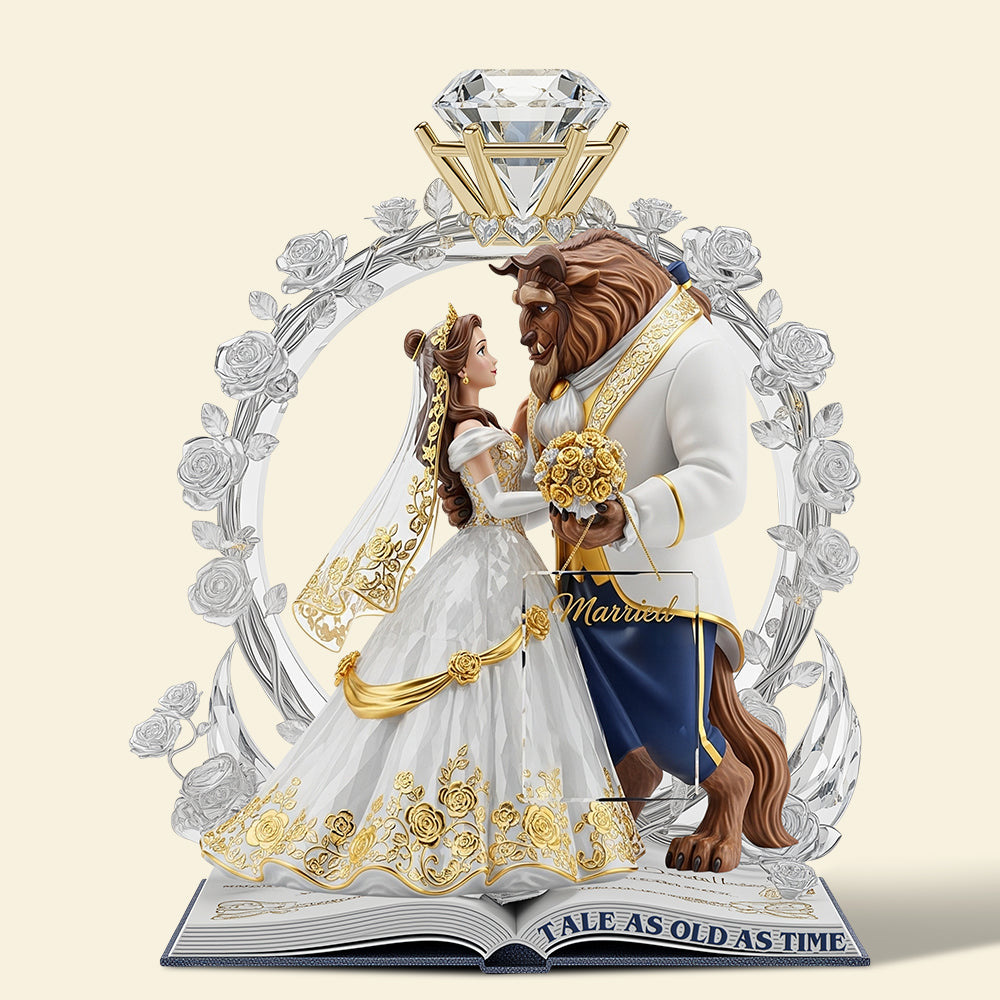 Forever in Love: Fairy Tale Romantic Couple Acrylic Plaque - Personalized Gift for Couples Shaped Plaques PopCulturePrints