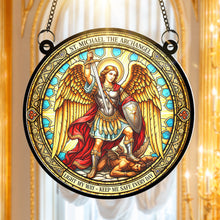 Load image into Gallery viewer, “Light My Way – St. Michael The Archangel Suncatcher Ornament” - Personalized Gift for Catholics Ornament PopCulturePrints
