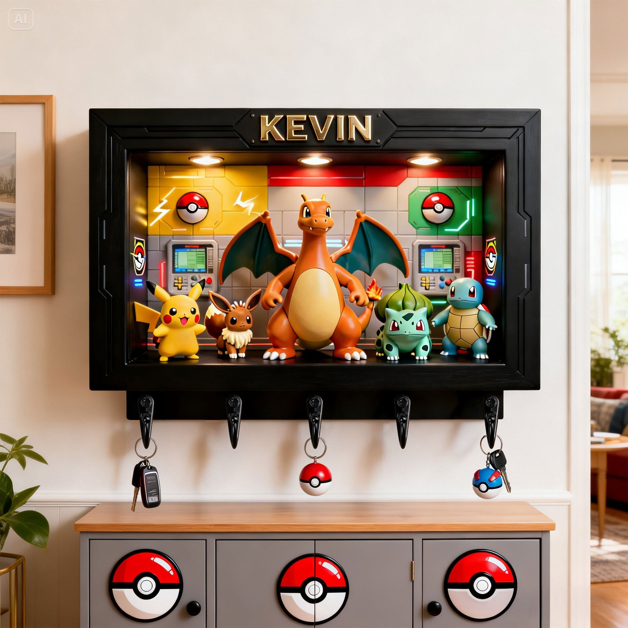 “Capture the Adventure!” - Pocket Monster Acrylic Key Hanger - Personalized Gift for Movie & Game Lovers Key Hanger PopCulturePrints