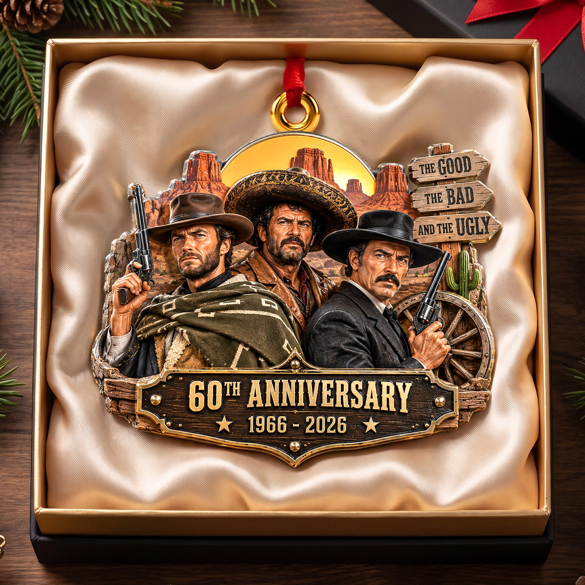 "Celebrate 60 Years of Memories: Custom Western Christmas Ornament - Perfect Gift for Friends, Family, and Collectors"