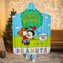 Load image into Gallery viewer, Custom Cartoon Couple Christmas Hooded Blanket – Perfect Personalized Gift
