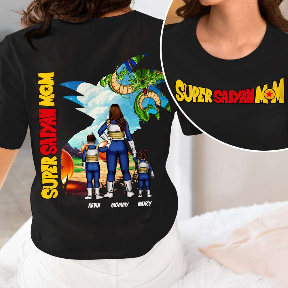 Empower Your Super Mom - Personalized Super Saiyan Mom Shirt - Gift for Moms and Grandmas Shirts PopCulturePrints