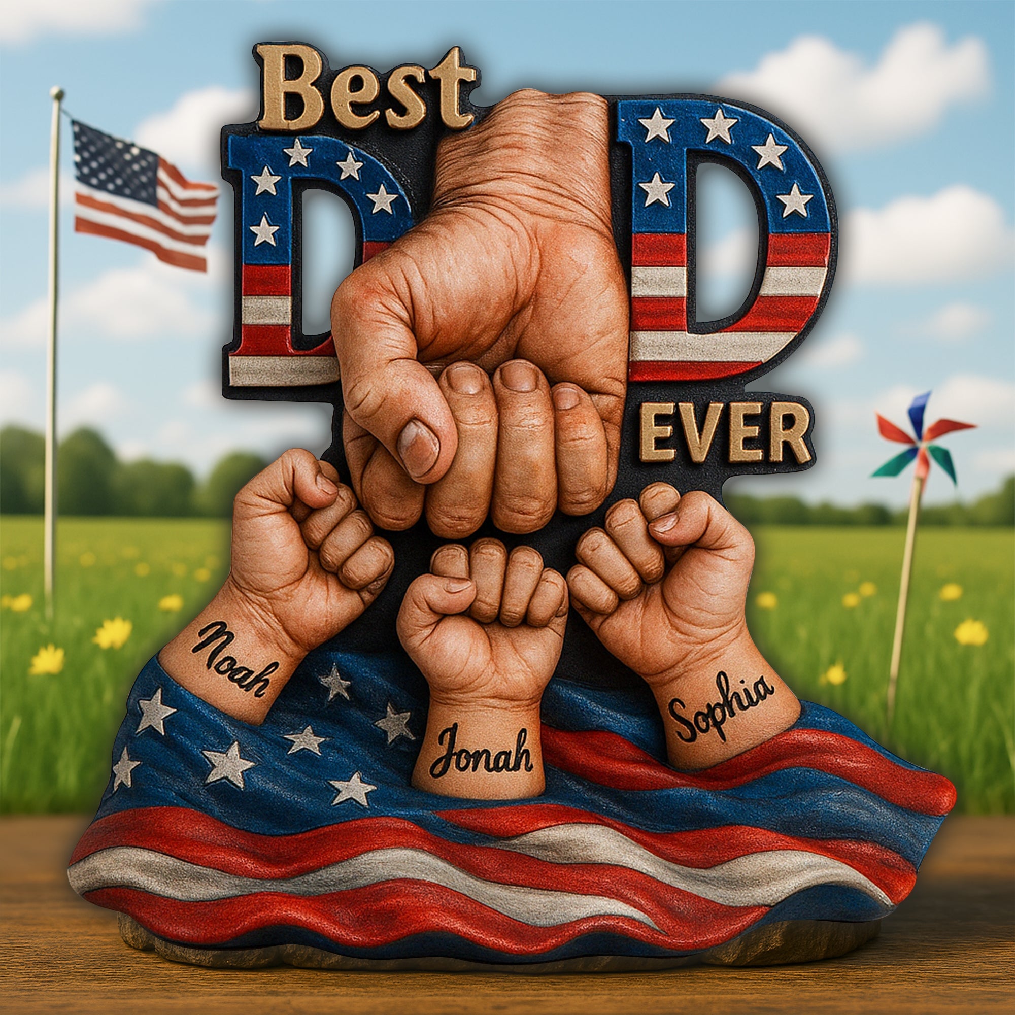 "Best Dad Ever - A Personalized Tribute to Fatherhood" - Dad Bump Plaque, Custom Gift for Dads and Grandpas Shaped Plaques PopCulturePrints