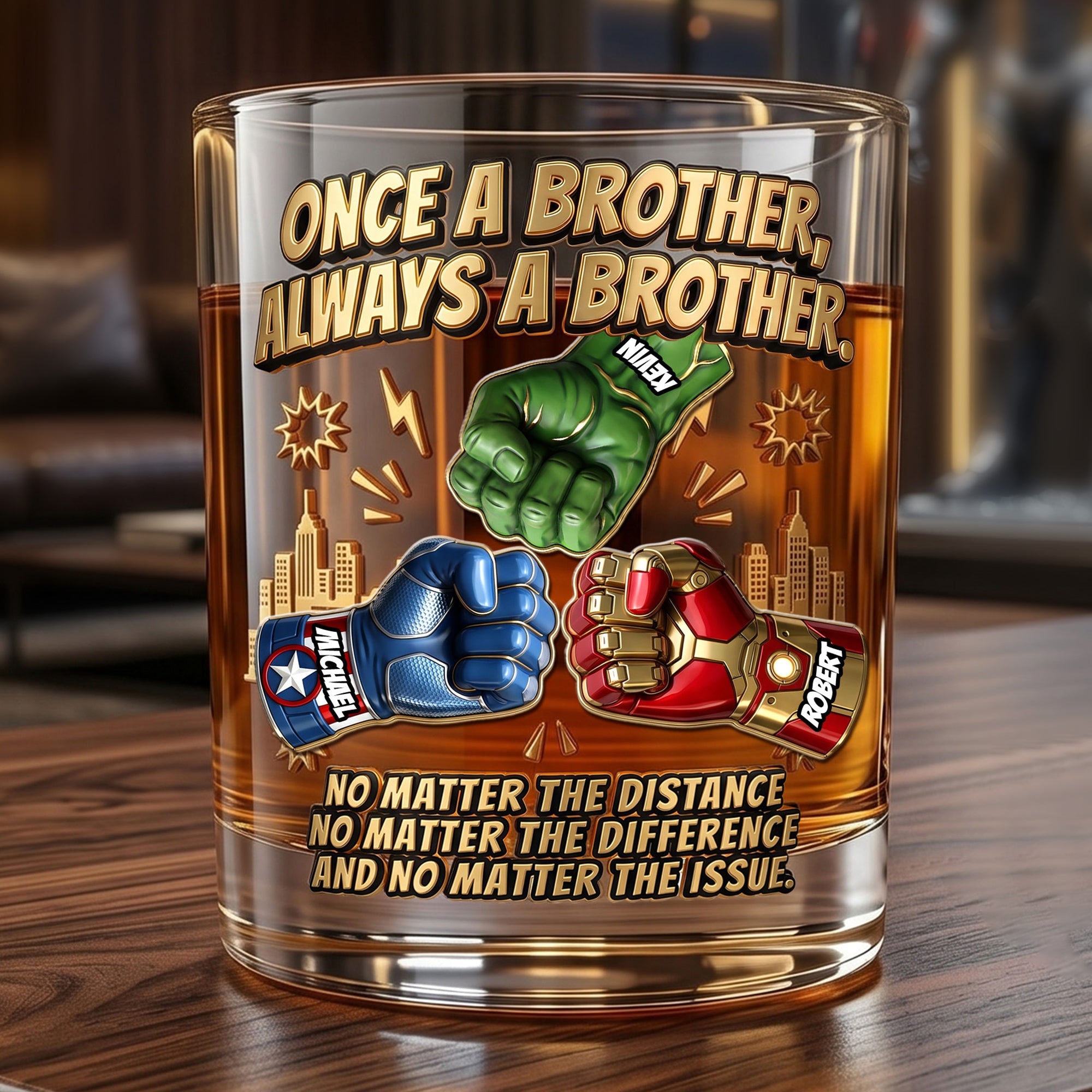 Once a Brother, Always a Brother - Personalized Round Glass Gift for Brothers Glass PopCulturePrints