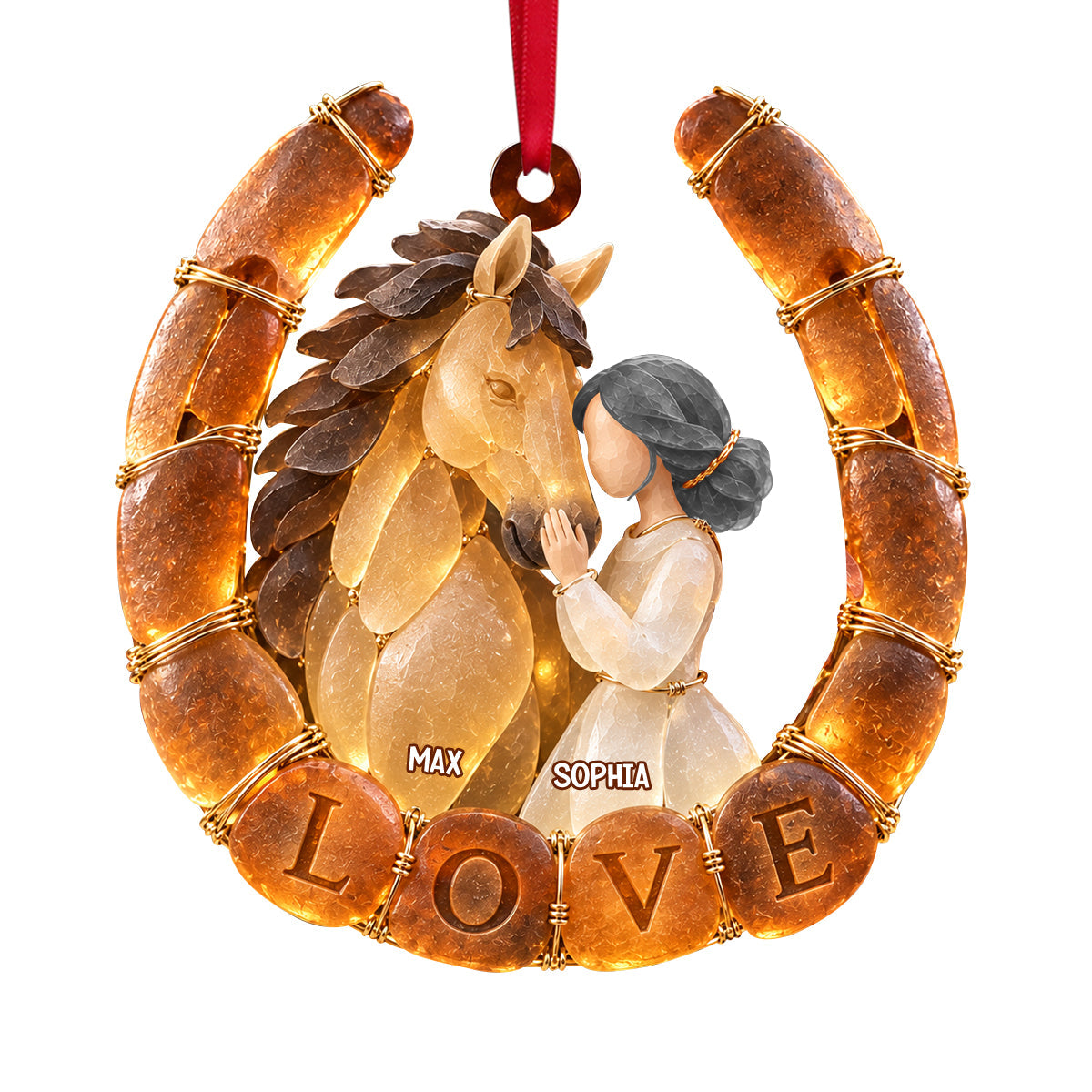 Attuned Horse Girl Sea Glass Effect Ornament, Personalized Gifts For Horse Lovers 05QHTN101026 Ornament PopCulturePrints