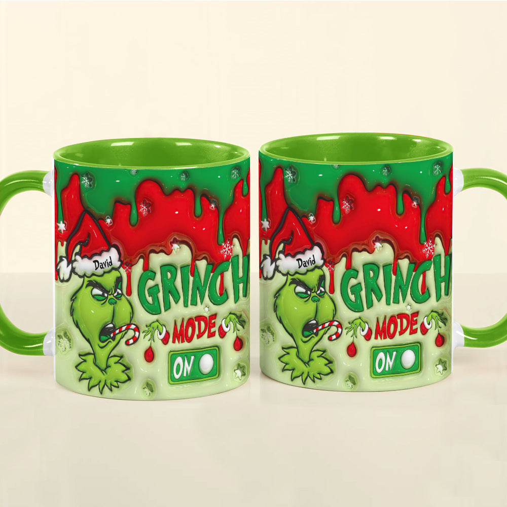 Personalized Grinch Mode On Christmas Mug - Custom Holiday Coffee Cup