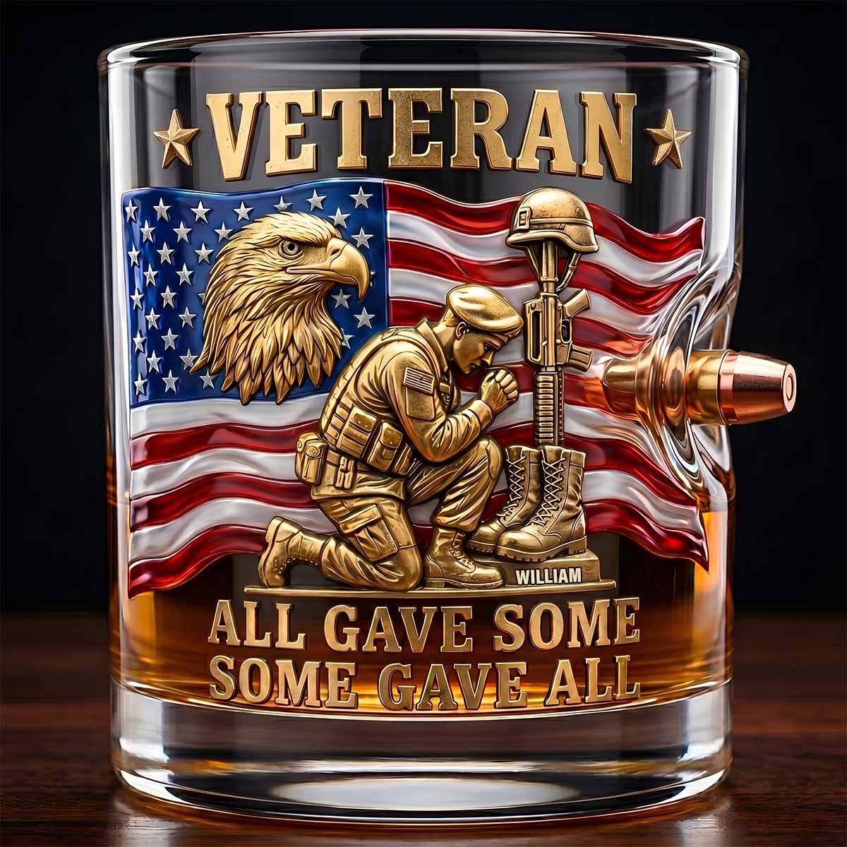 Honor Your Sacrifice - Personalized Veteran Bullet Glass Glass PopCulturePrints