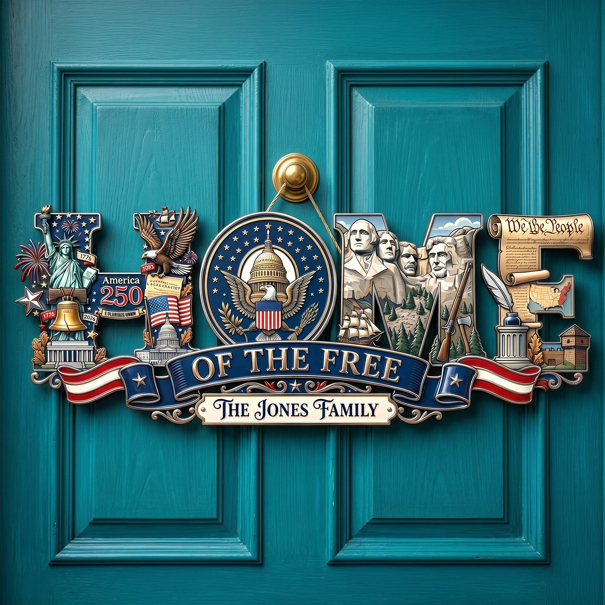 "Home Of The Free: Celebrate Freedom and Family - Personalized Acrylic Sign for Patriots" Acrylic Sign PopCulturePrints