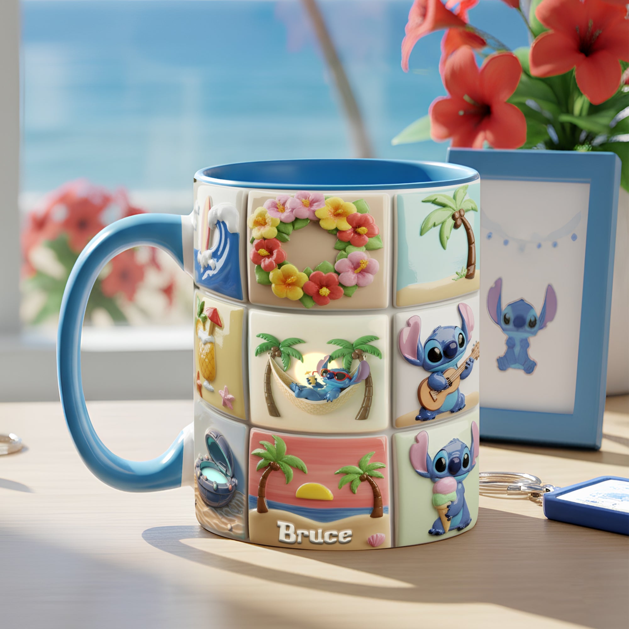 "Sip into Paradise" - Tropical Vacation Scene Accent Mug - Personalized Gifts for Everyone Coffee Mug PopCulturePrints