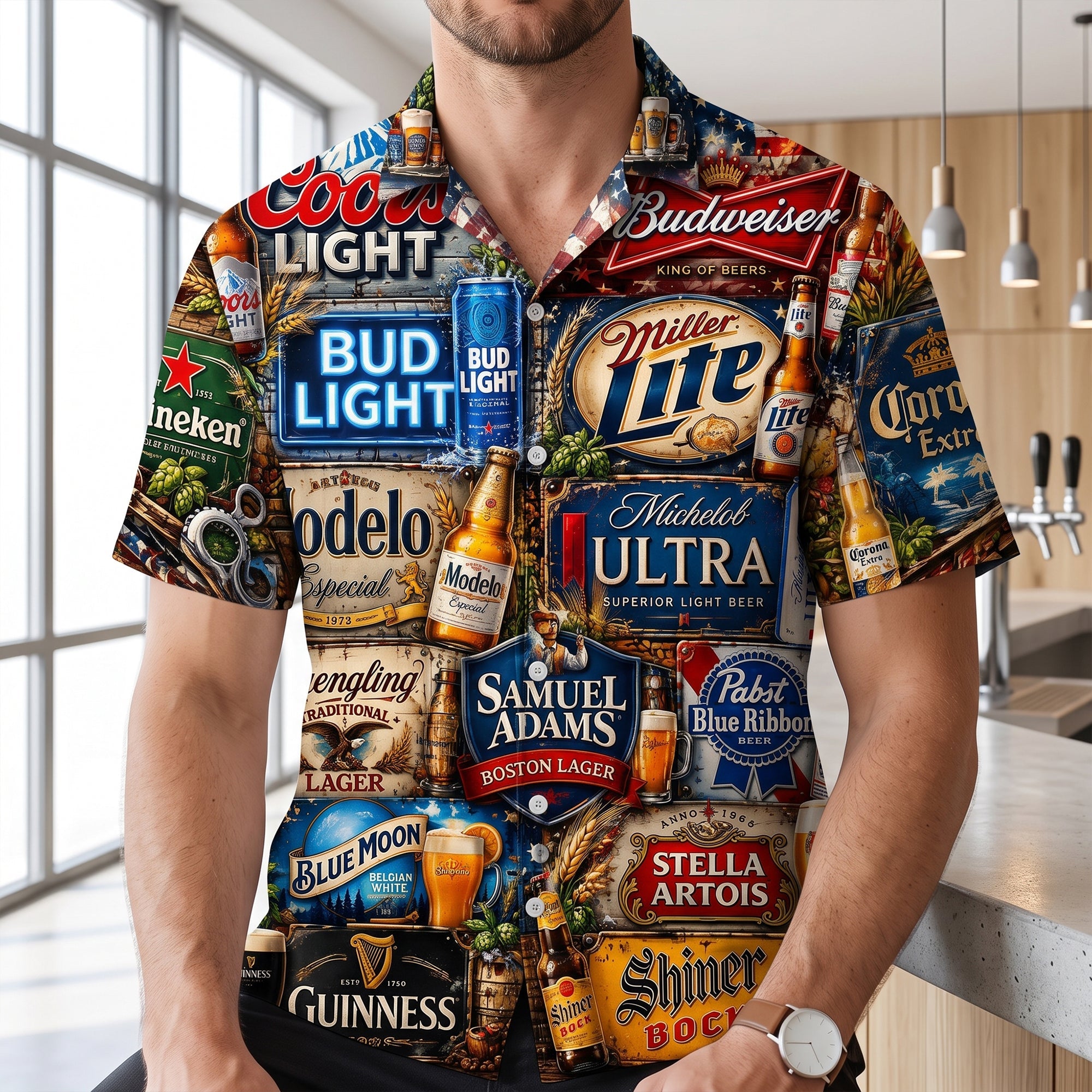 Cheers to Good Times! Personalized Hawaiian Shirt - Custom Gifts for Beer Lovers