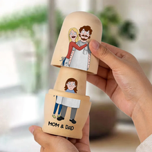 Load image into Gallery viewer, Celebrate Love with Quirky Family Wooden Nesting Dolls - Personalized Gifts for Mother's Day Wooden Nesting Dolls PopCulturePrints
