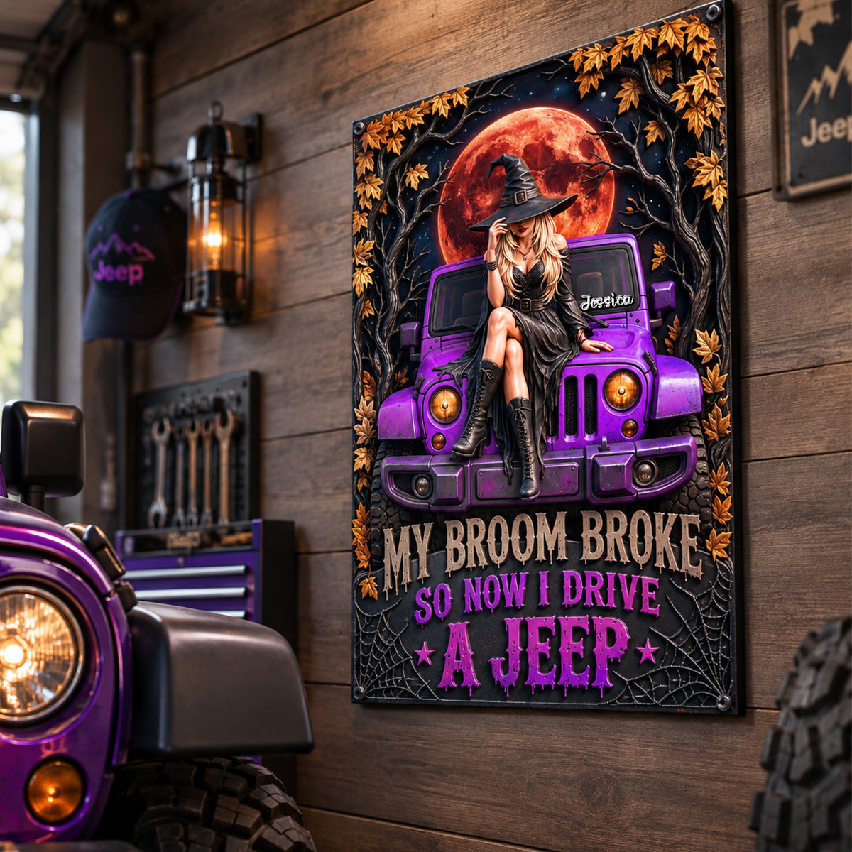 My Broom Broke, So Now I Drive A Jeep - Personalized Off-road Journey Metal Sign Metal Signs PopCulturePrints