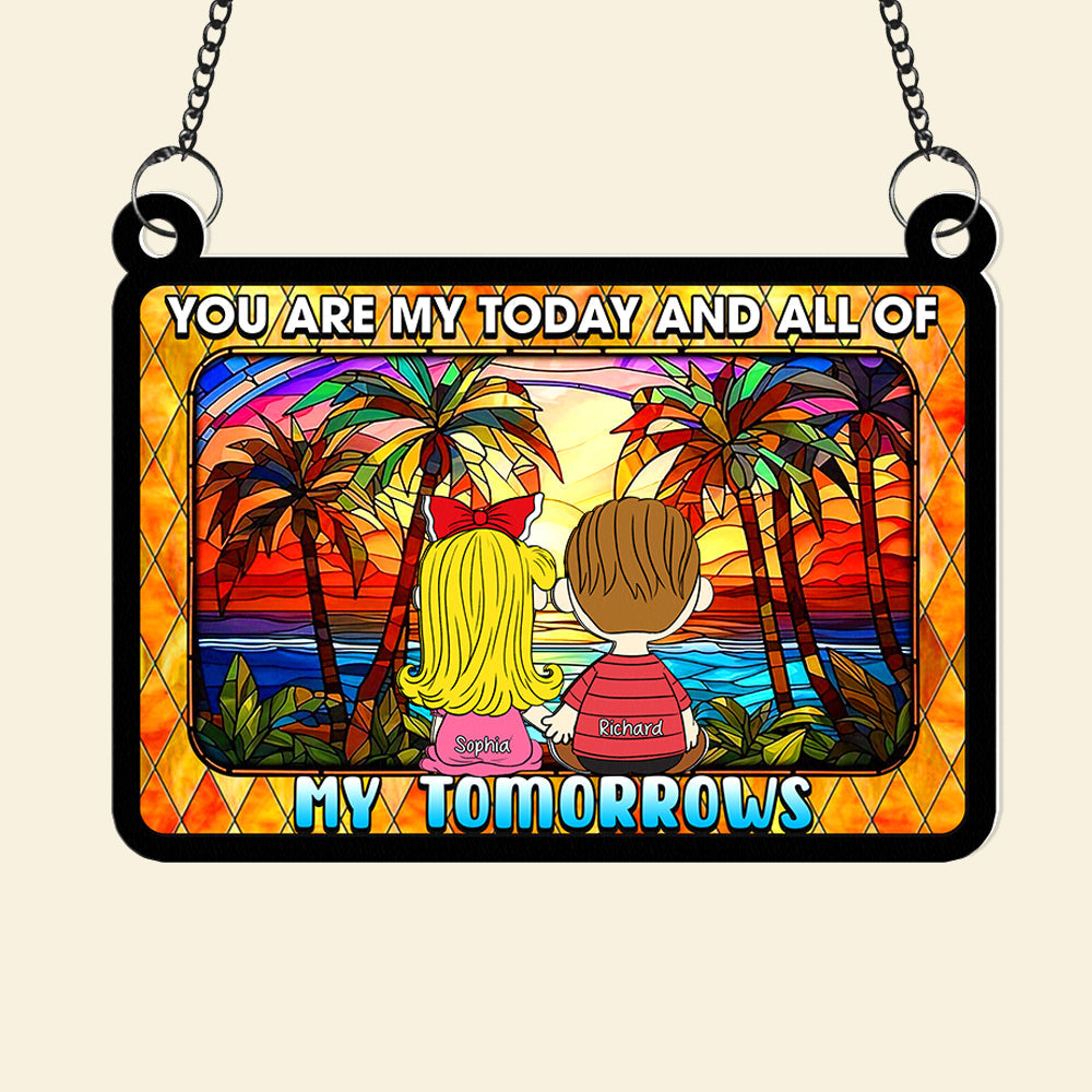 Personalized Suncatcher Ornament for Couples - Cartoon Hand-Holding Design Ornament PopCulturePrints